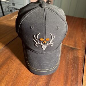 Bone Collector Skull And Bone Cap Hat Black Mens Size S/M Embroidered.